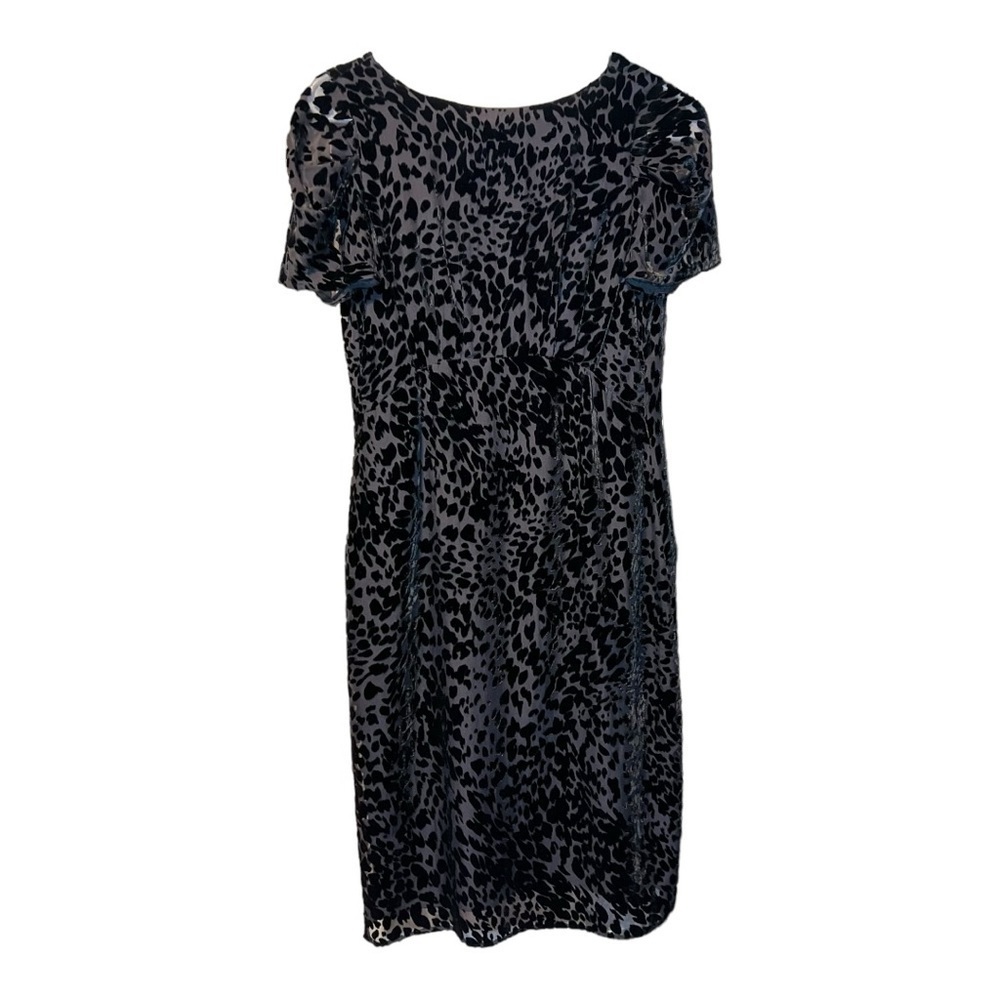 L’AGENCE Black Velvet Leopard Burnout Sheath Cocktail Dress Size 2 - Picture 2 of 9